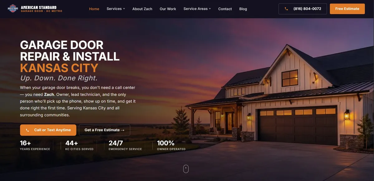 American Standard Garage Door website