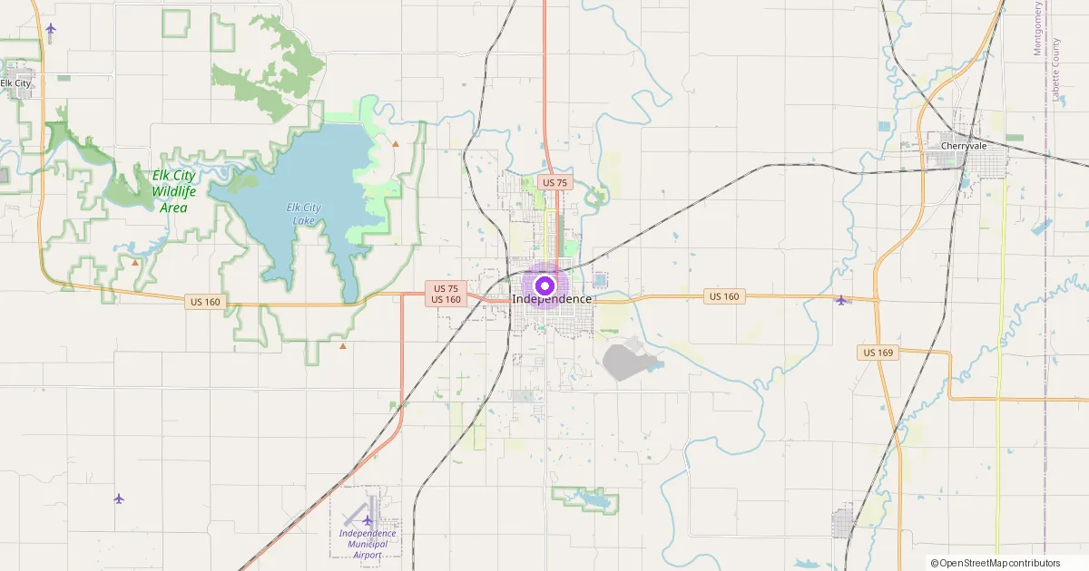 Map showing Independence, MO in Jackson County — part of the 2k Web Developments service area.