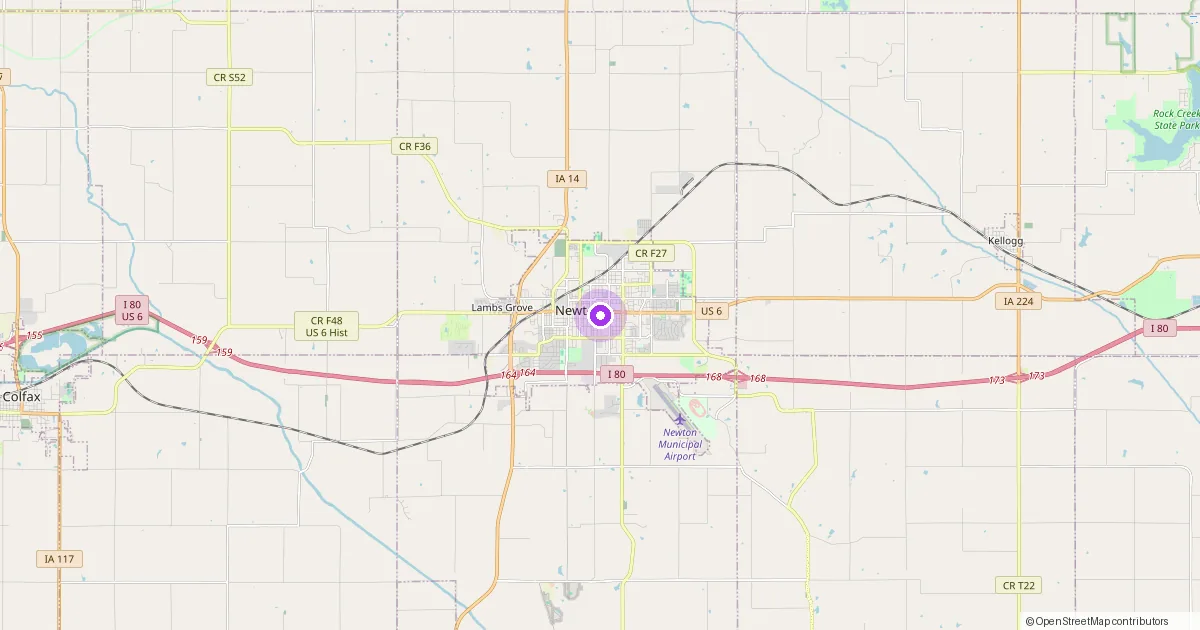Map showing Newton, IA in Jasper County - part of the 2k Web Developments service area.