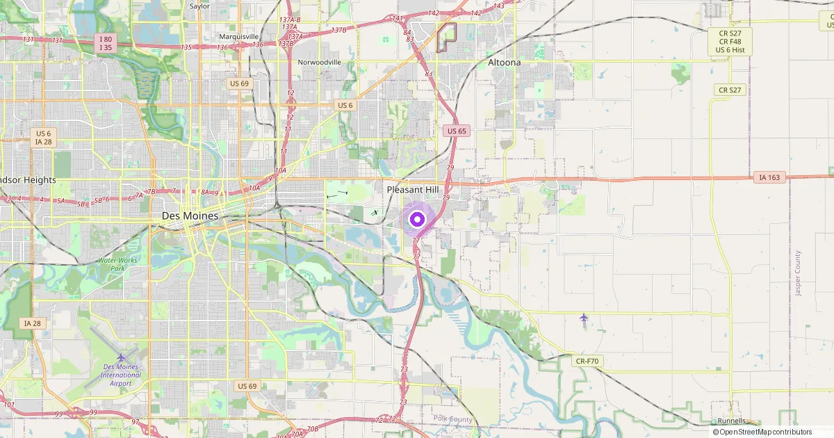 Map showing Pleasant Hill, IA in Polk County - part of the 2k Web Developments service area.