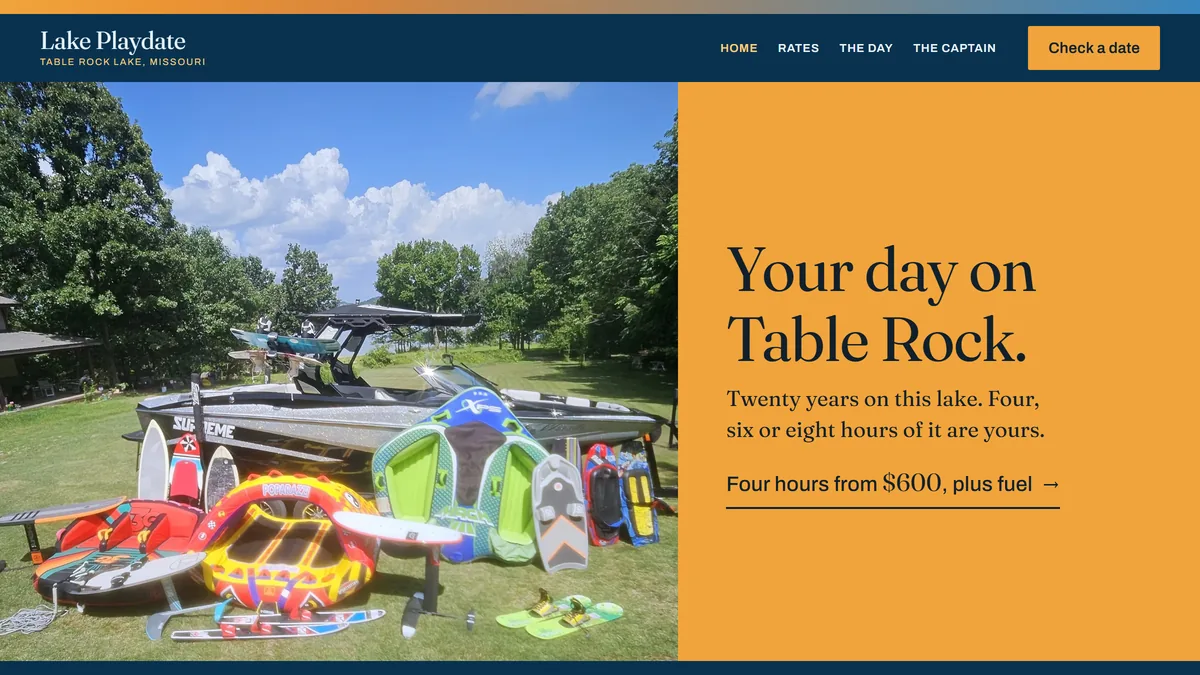 Lake Playdate website