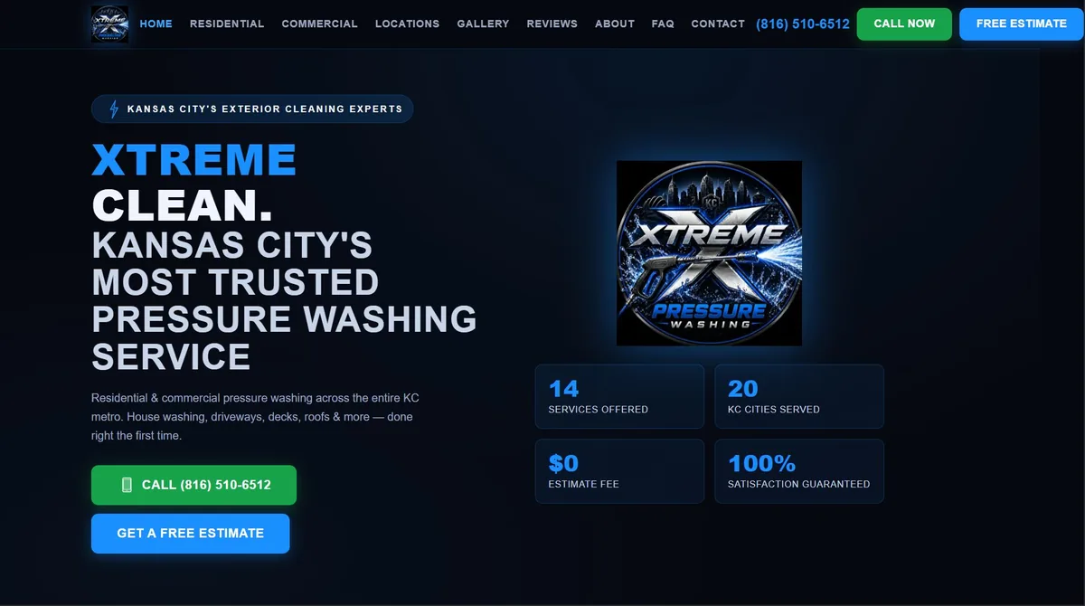 Xtreme Pressure Washing website