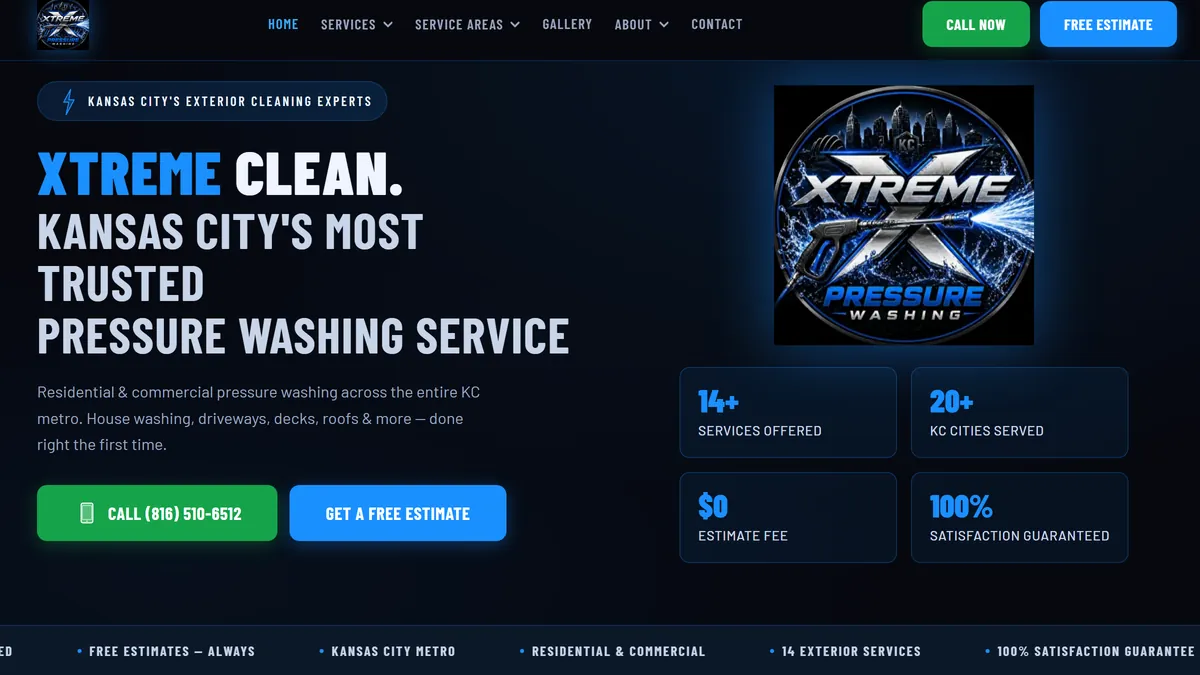 Xtreme Pressure Washing website
